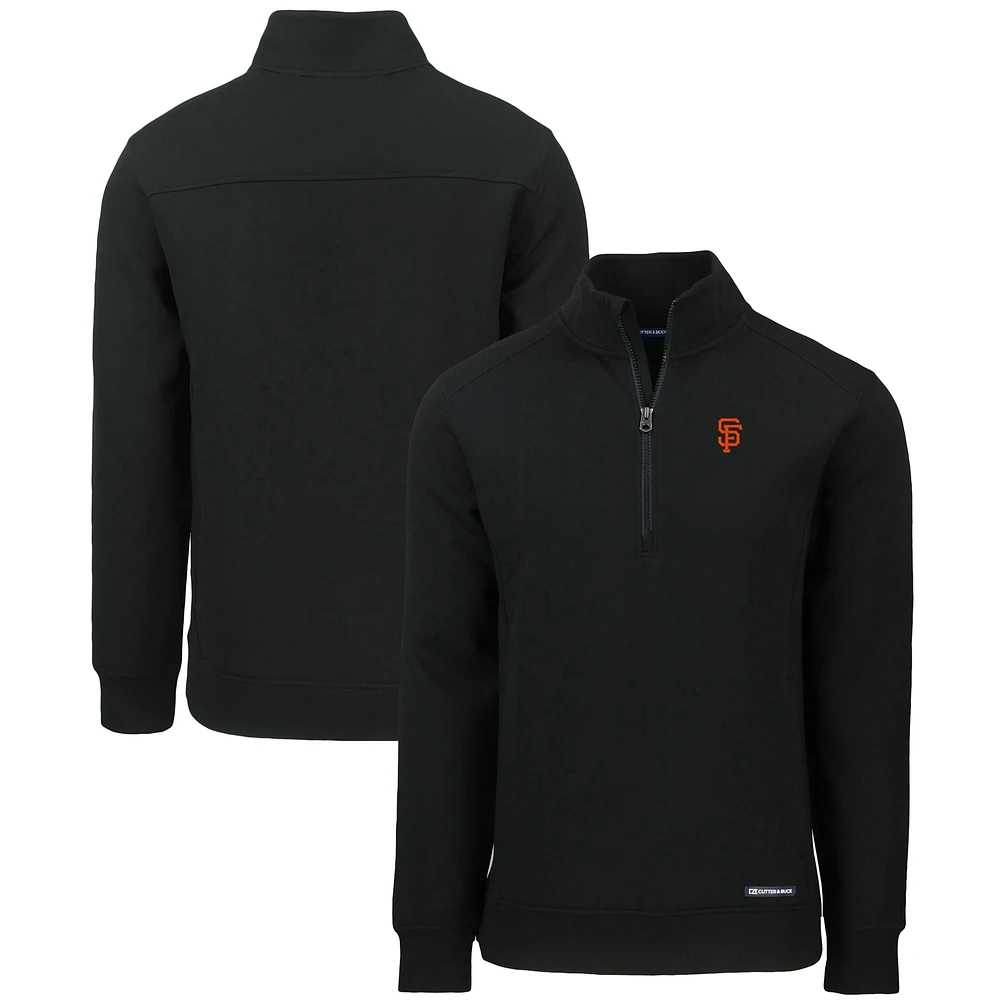 Men's Cutter & Buck Black San Francisco Giants Roam Eco Recycled Quarter-Zip Pullover
