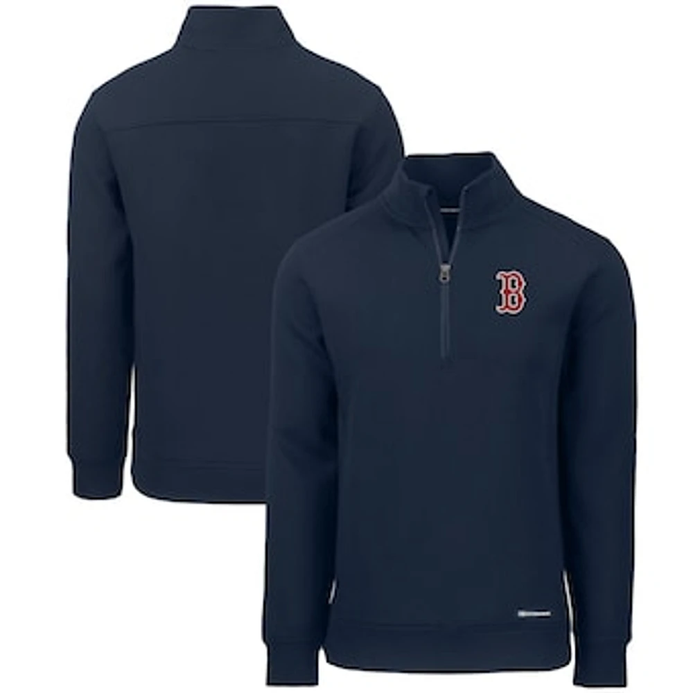Men's Cutter & Buck Navy Boston Red Sox Roam Eco Recycled Quarter-Zip Pullover