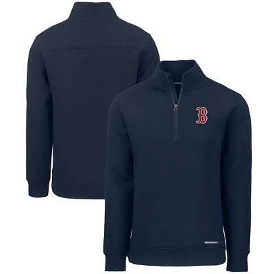 Men's Cutter & Buck Navy Boston Red Sox Roam Eco Recycled Quarter-Zip Pullover