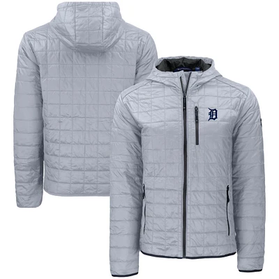 Men's Cutter & Buck Gray Detroit Tigers Rainier Primaloft Eco Full-Zip Hooded Jacket