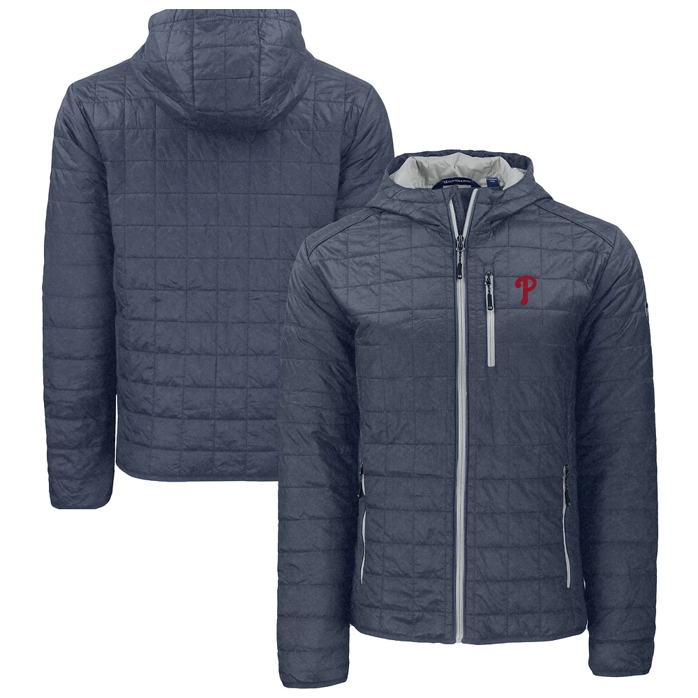 Men's Cutter & Buck Anthracite Philadelphia Phillies Rainier Primaloft Eco Full-Zip Hooded Jacket