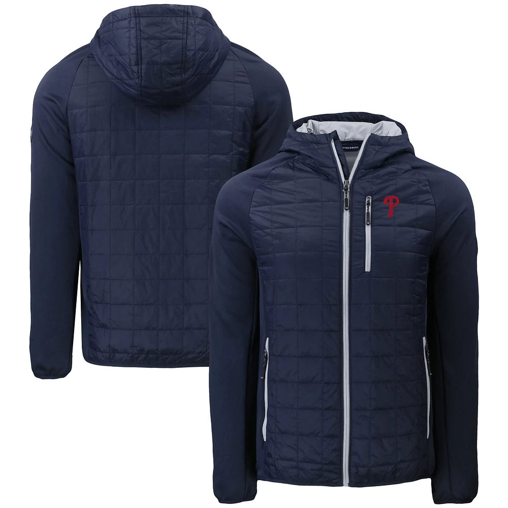 Men's Cutter & Buck Navy Philadelphia Phillies Rainier Primaloft Eco Full-Zip Hybrid Jacket