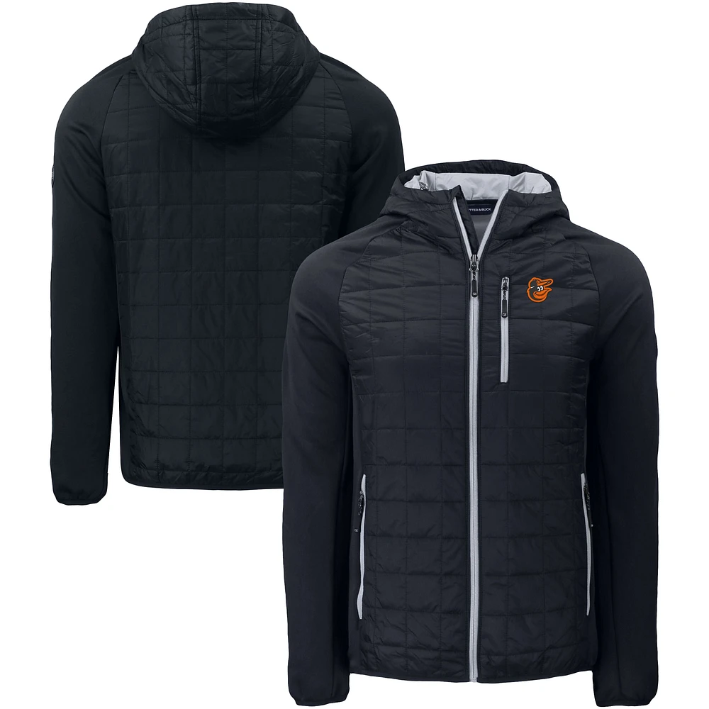 Men's Cutter & Buck Black Baltimore Orioles Rainier Primaloft Eco Full-Zip Hybrid Jacket