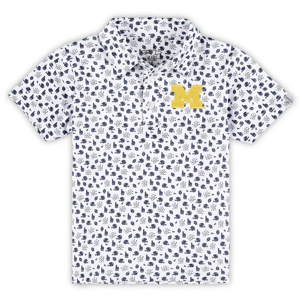 Toddler Garb White Michigan Wolverines Earnest Allover Print Polo