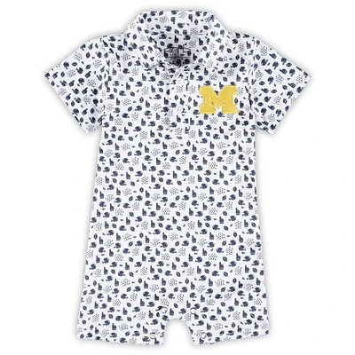 Infant Garb White Michigan Wolverines Earnest Polo Romper