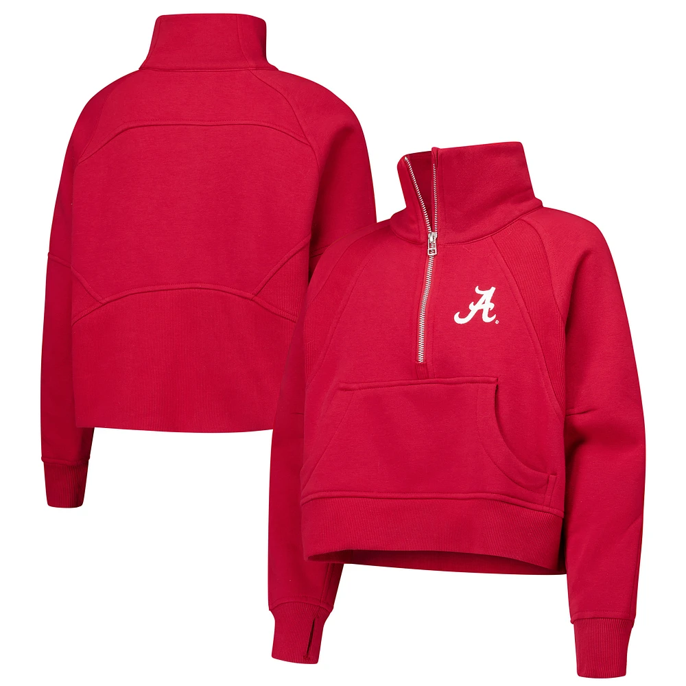 Girls Youth Garb Crimson Alabama Crimson Tide Dawn Raglan Fleece Cropped Half-Zip Sweatshirt