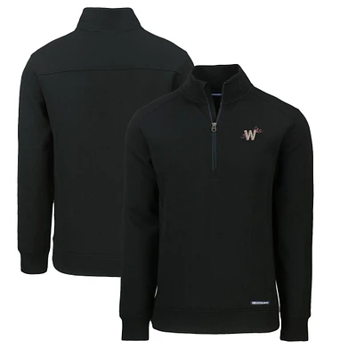 Men's Cutter & Buck Black Washington Nationals City Connect Roam Eco Recycled Quarter-Zip Pullover