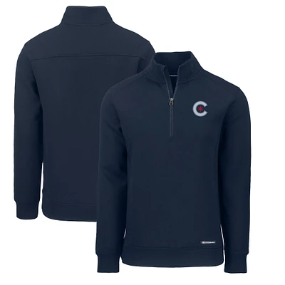 Men's Cutter & Buck Navy Chicago Cubs City Connect Roam Eco Recycled Quarter-Zip Pullover