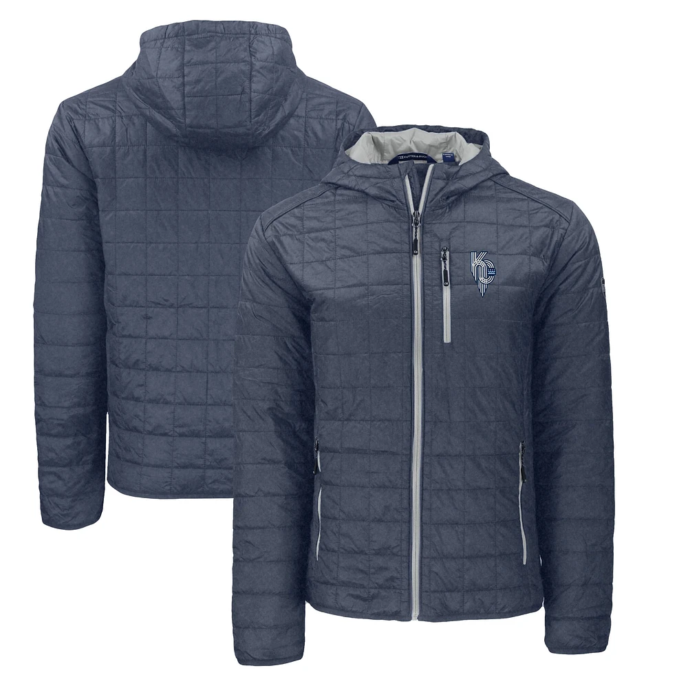 Men's Cutter & Buck Anthracite Kansas City Royals Connect Rainier Primaloft Eco Full-Zip Hooded Jacket
