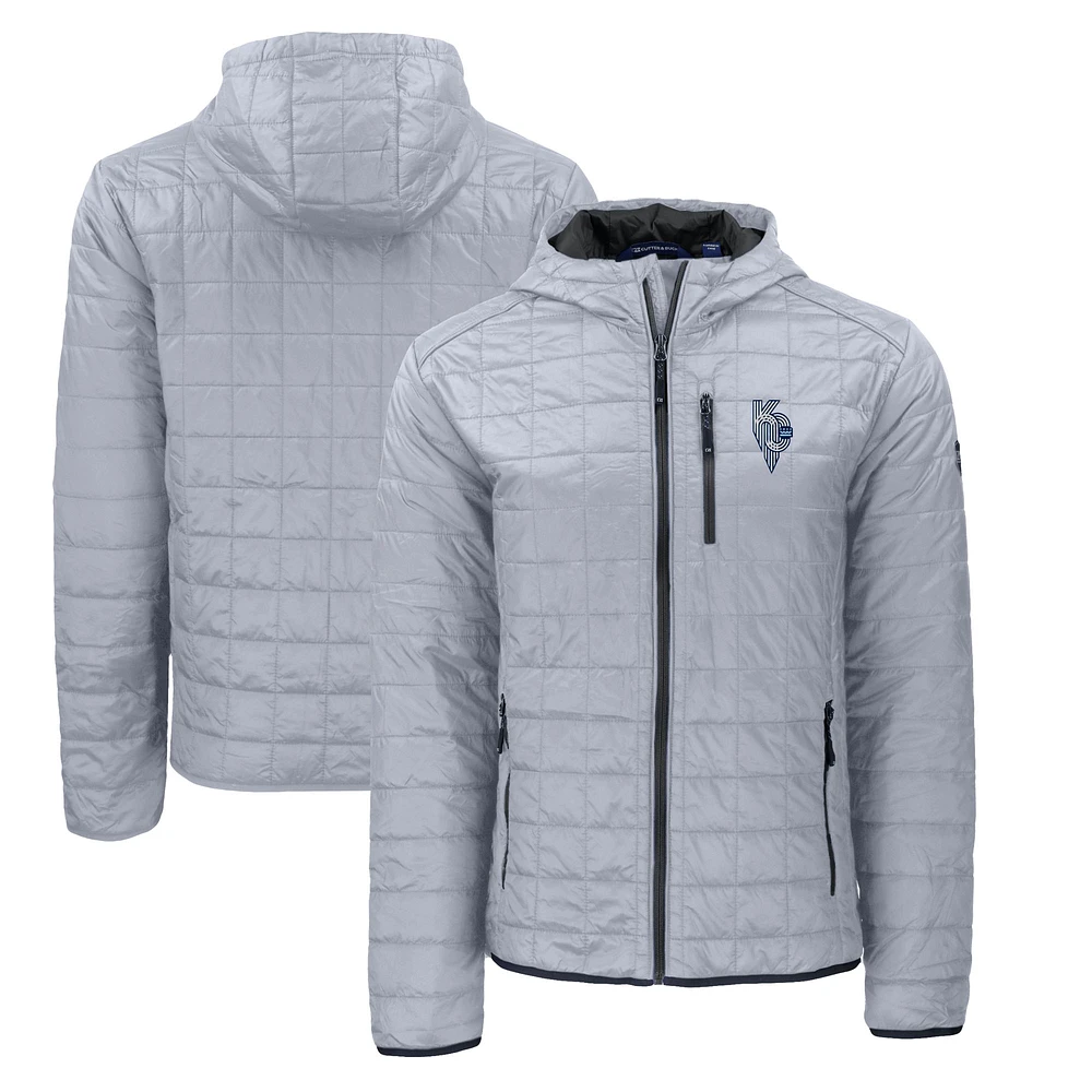 Men's Cutter & Buck Gray Kansas City Royals Connect Rainier Primaloft Eco Full-Zip Hooded Jacket