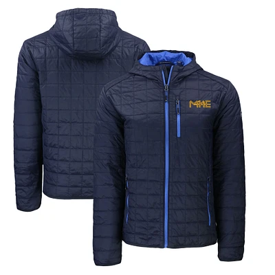 Men's Cutter & Buck Navy Milwaukee Brewers City Connect Rainier Primaloft Eco Full-Zip Hooded Jacket