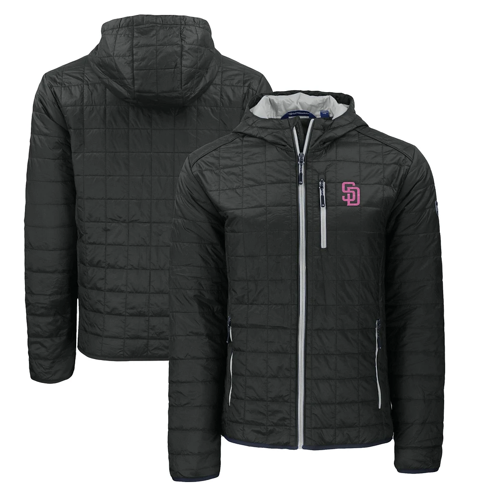 Men's Cutter & Buck Black San Diego Padres City Connect Rainier Primaloft Eco Full-Zip Hooded Jacket