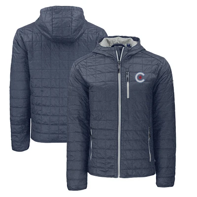 Men's Cutter & Buck Anthracite Chicago Cubs City Connect Rainier Primaloft Eco Full-Zip Hooded Jacket