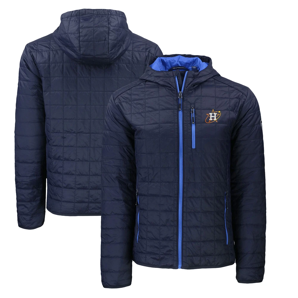 Men's Cutter & Buck Navy Houston Astros City Connect Rainier Primaloft Eco Full-Zip Hooded Jacket