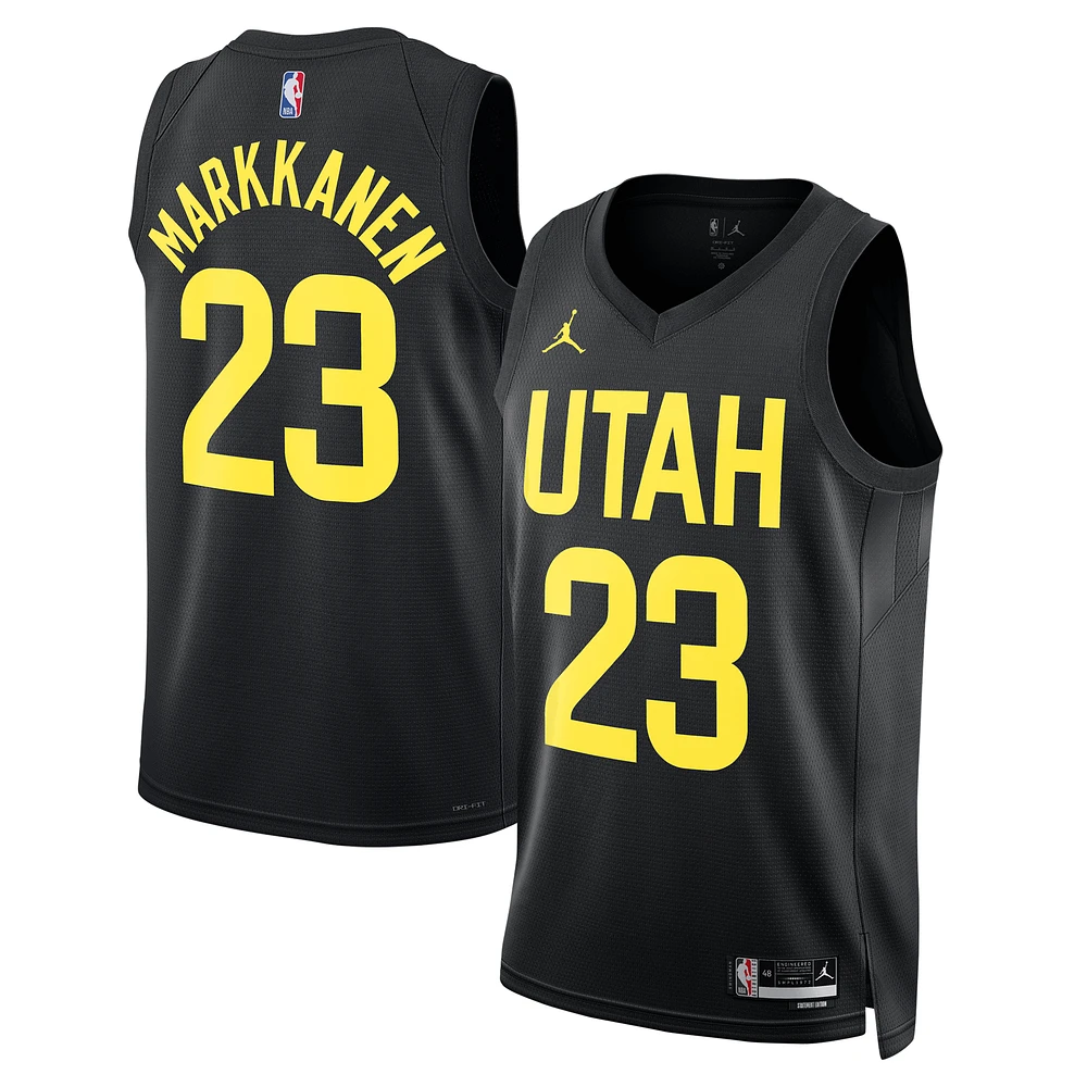 Unisex Jordan Brand Lauri Markkanen Black Utah Jazz Swingman Player Jersey - Statement Edition