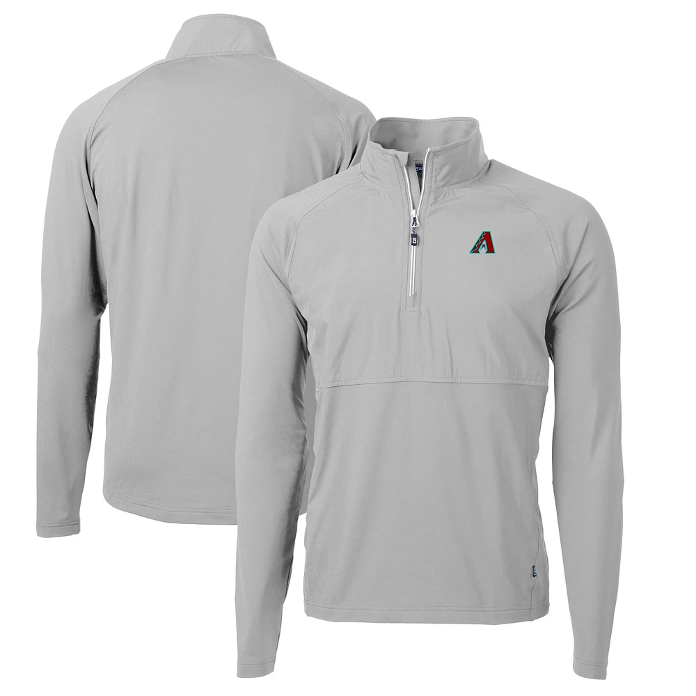 Men's Cutter & Buck Gray Arizona Diamondbacks Adapt Eco Knit Hybrid Recycled Quarter-Zip Pullover Jacket