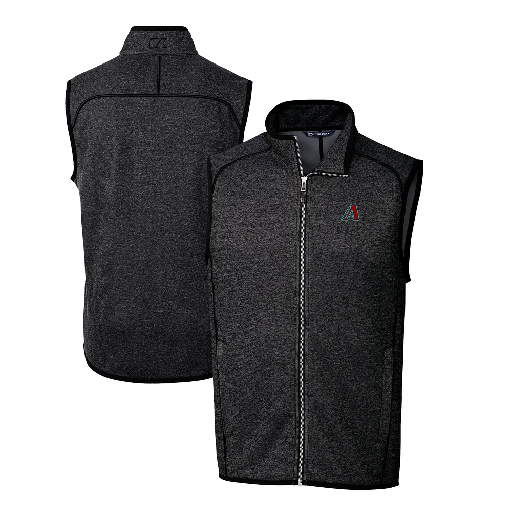 Men's Cutter & Buck Heather Charcoal Arizona Diamondbacks Mainsail Full-Zip Vest