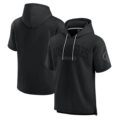 Unisex Fanatics Black Los Angeles Rams Elements Ready Short Sleeve Pullover Hoodie