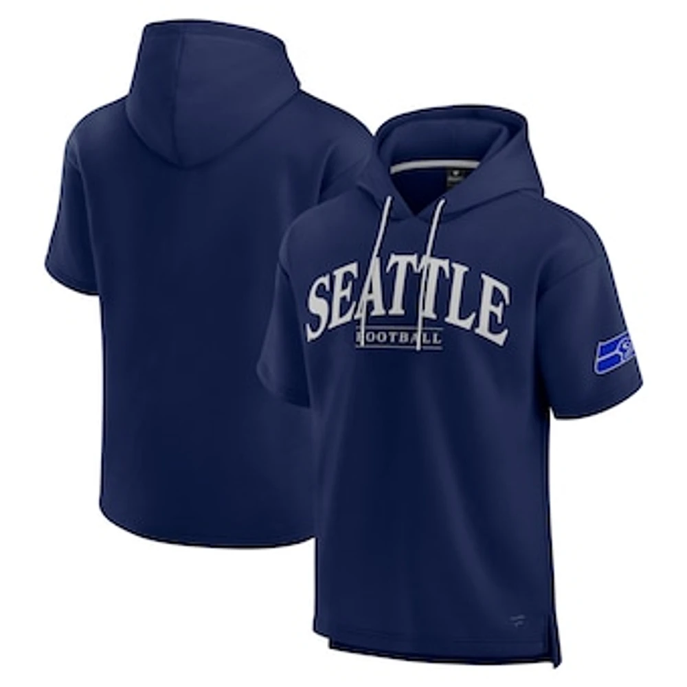 Unisex Fanatics College Navy Seattle Seahawks Elements Ready Short Sleeve Pullover Hoodie
