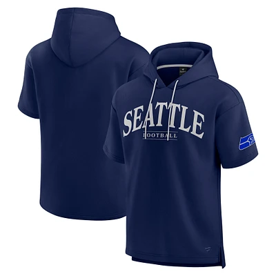 Unisex Fanatics College Navy Seattle Seahawks Elements Ready Short Sleeve Pullover Hoodie