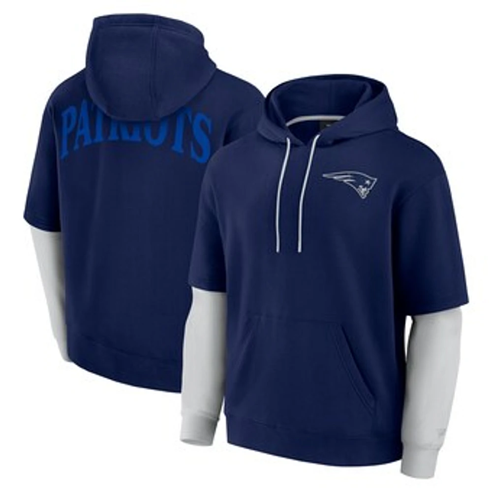 Unisex Fanatics Navy New England Patriots Sleek Elements Pullover Hoodie