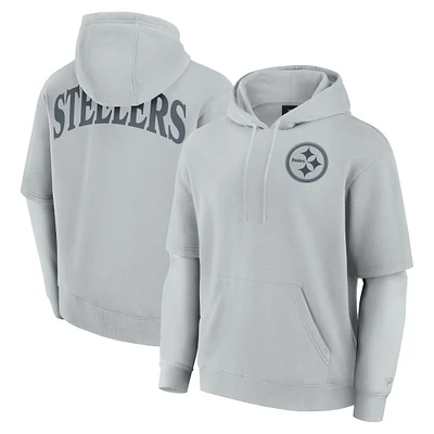Unisex Fanatics Gray Pittsburgh Steelers Sleek Elements Pullover Hoodie