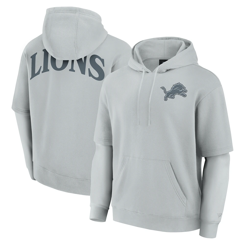 Unisex Fanatics Gray Detroit Lions Sleek Elements Pullover Hoodie