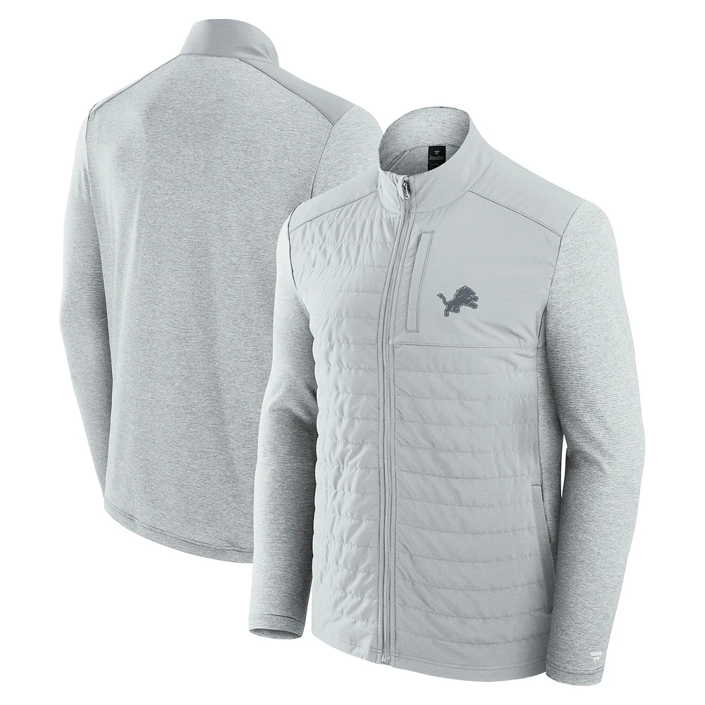 Unisex Fanatics Gray/Heather Gray Detroit Lions Front Office Tonal Full-Zip Jacket