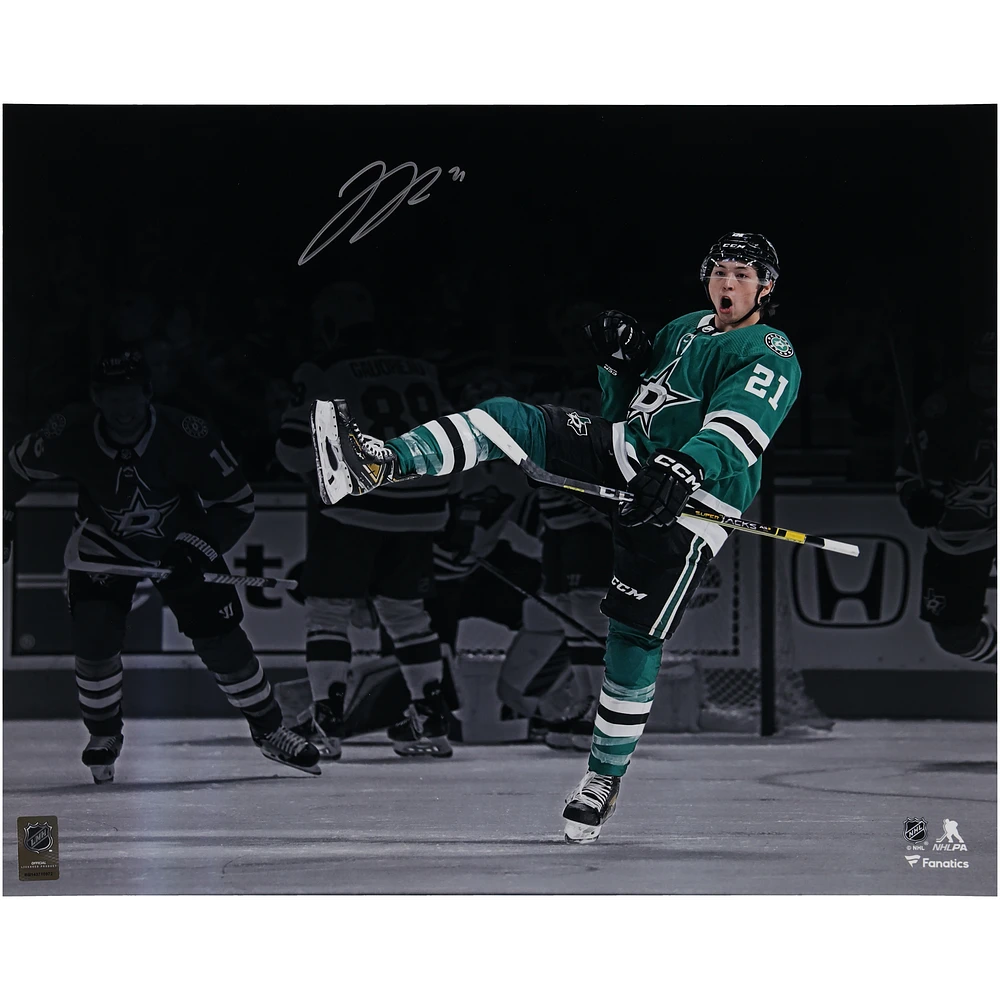 Jason Robertson Dallas Stars Autographed 16" x 20" Green Jersey Celebration Photograph