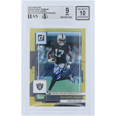 Davante Adams Las Vegas Raiders Autographed 2022 Panini Donruss Press Proof Premium #94 Beckett Fanatics Witnessed Authenticated / Card