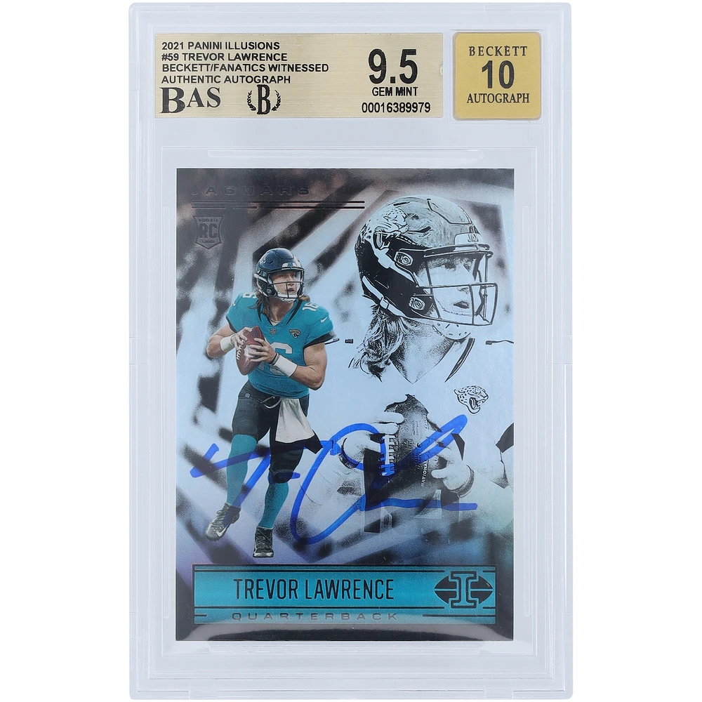 Trevor Lawrence Jacksonville Jaguars Autographed 2021 Panini Illusions #59 Beckett Fanatics Witnessed Authenticated /10 Rookie Card