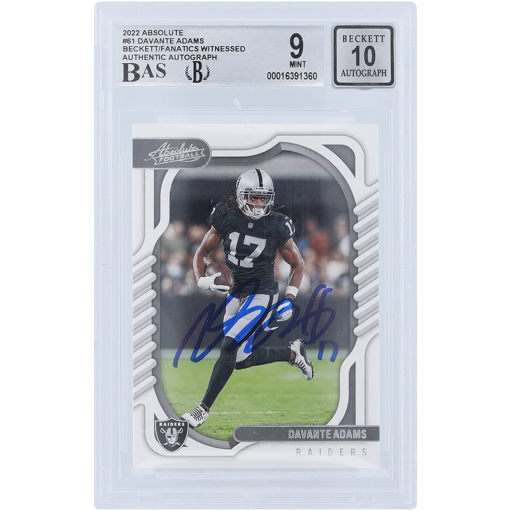 Davante Adams Las Vegas Raiders Autographed 2022 Panini Absolute #61 Beckett Fanatics Witnessed Authenticated /10 Card