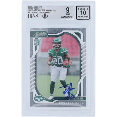 Breece Hall New York Jets Autographed 2022 Panini Absolute #114 Beckett Fanatics Witnessed Authenticated 9/10 Rookie Card