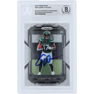 Garrett Wilson New York Jets Autographed 2022 Panini Prizm #309 Beckett Fanatics Witnessed Authenticated Rookie Card