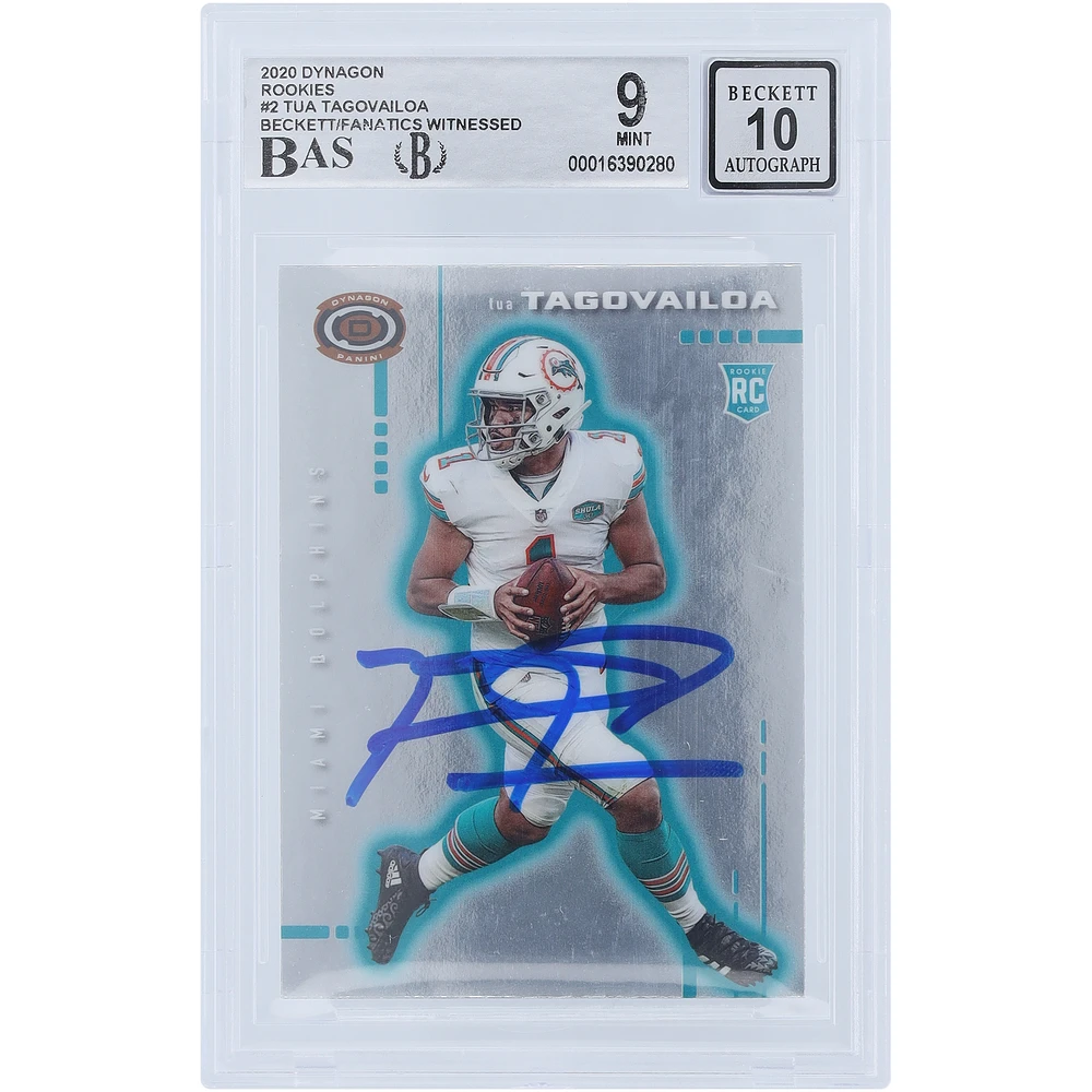 Tua Tagovailoa Miami Dolphins Autographed 2020 Panini Chronicles Dynagon #D-2 Beckett Fanatics Witnessed Authenticated 9/10 Rookie Card