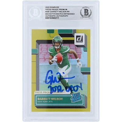 Garrett Wilson New York Jets Autographed 2022 Panini Donruss Rated Rookie Press Proof Premium #306 Beckett Fanatics Witnessed Authenticated Rookie Card with "2022 OROY" Inscription