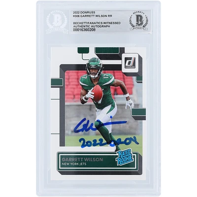 Garrett Wilson New York Jets Autographed 2022 Panini Donruss Rated Rookie #306 Beckett Fanatics Witnessed Authenticated Rookie Card with "2022 OROY" Inscription