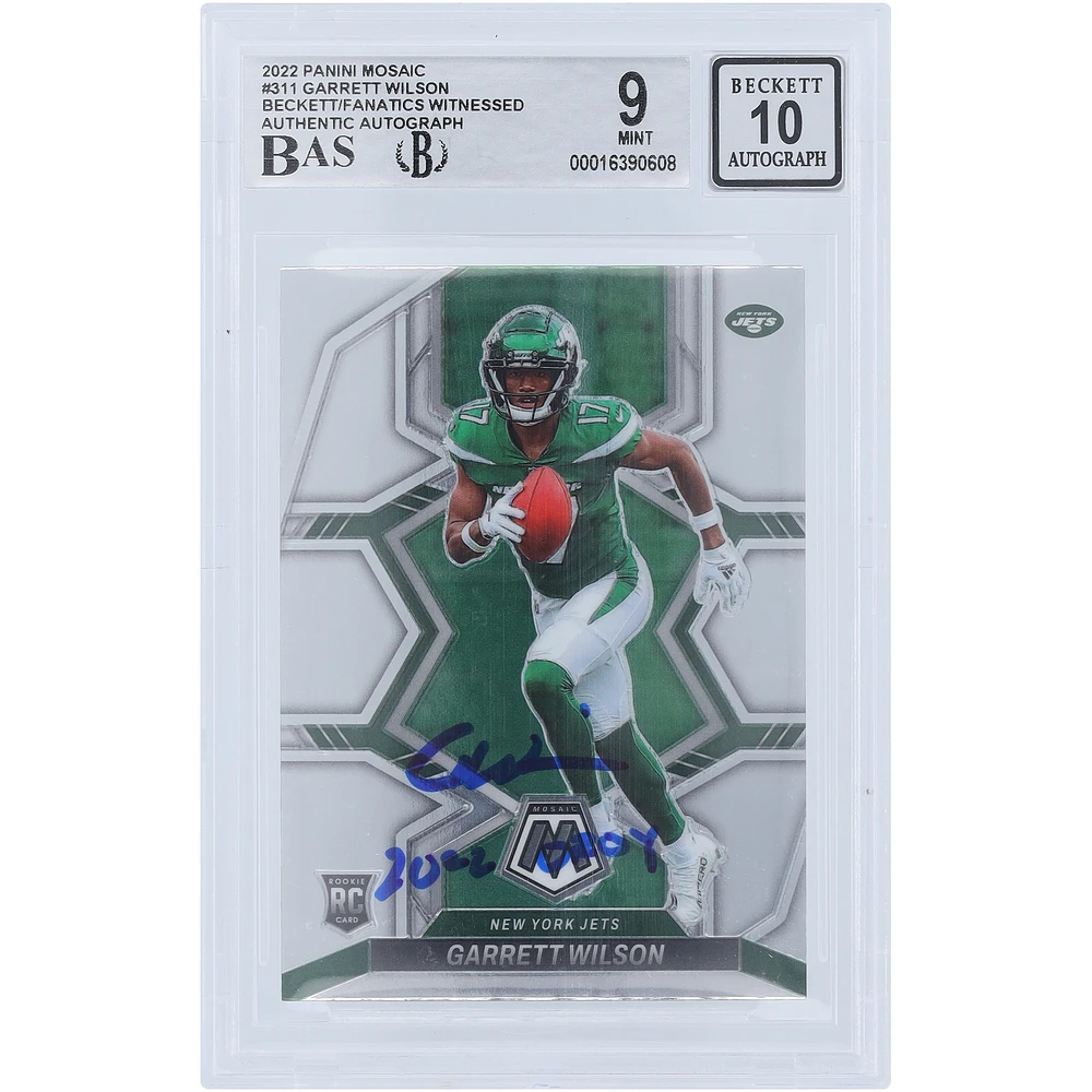 Garrett Wilson New York Jets Autographed 2022 Panini Mosaic #311 Beckett Fanatics Witnessed Authenticated /10 Rookie Card with "2022 OROY" Inscription