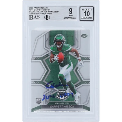 Garrett Wilson New York Jets Autographed 2022 Panini Mosaic #311 Beckett Fanatics Witnessed Authenticated /10 Rookie Card with "2022 OROY" Inscription