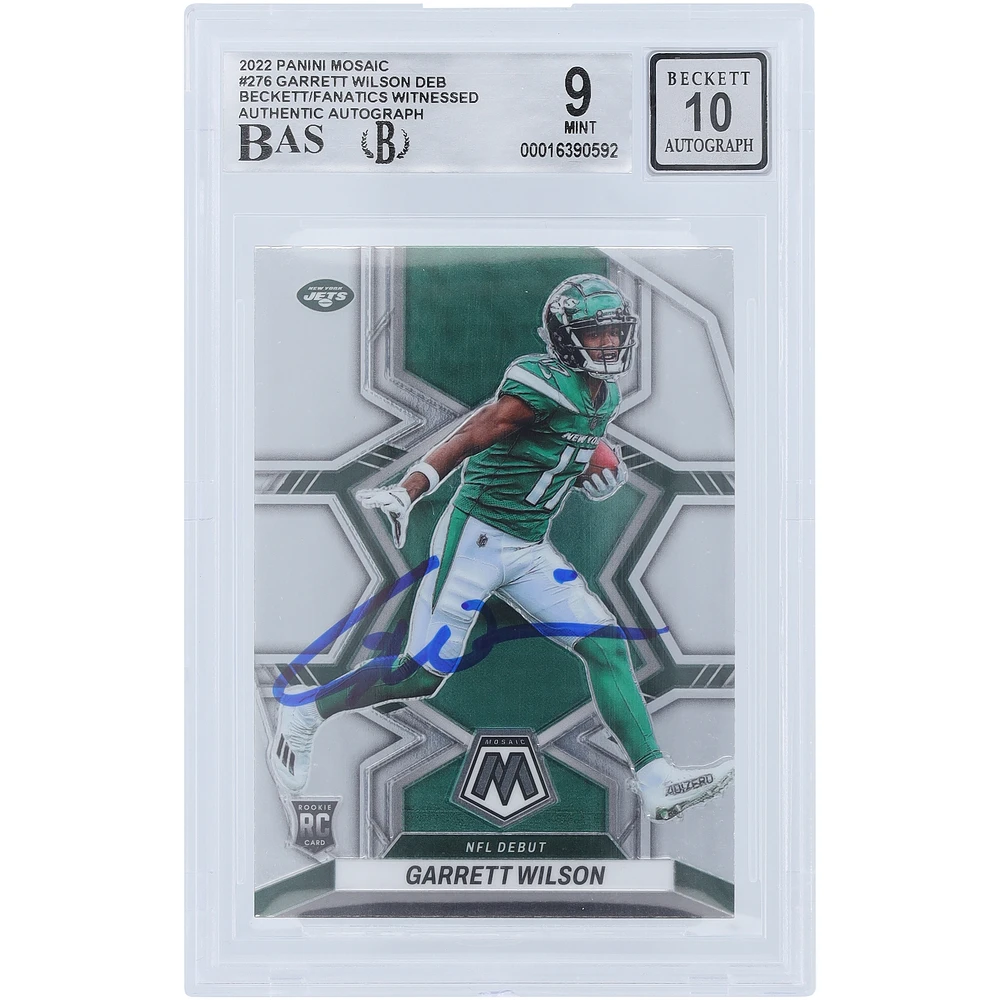 Garrett Wilson New York Jets Autographed 2022 Panini Mosaic NFL Debut #276 Beckett Fanatics Witnessed Authenticated 9/10 Rookie Card