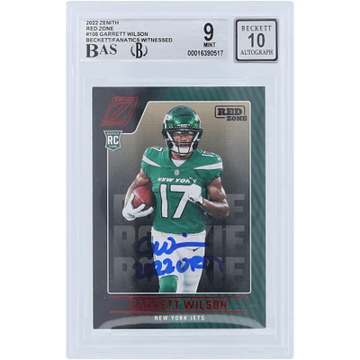 Garrett Wilson New York Jets Autographed 2022 Panini Zenith Red Zone #106 Beckett Fanatics Witnessed Authenticated /10 Rookie Card with "2022 OROY" Inscription