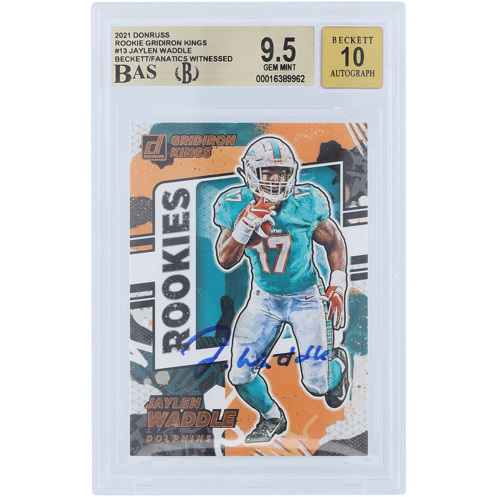 Jaylen Waddle Miami Dolphins Autographed 2021 Panini Donruss Gridiron Kings #RGK-JWA Beckett Fanatics Witnessed Authenticated 9.5/10 Rookie Card