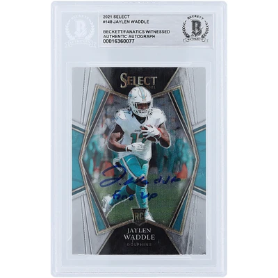 Jaylen Waddle Miami Dolphins Autographed 2021 Panini Select Premier Level #148 Beckett Fanatics Witnessed Authenticated Rookie Card with "Fins Up" Inscription