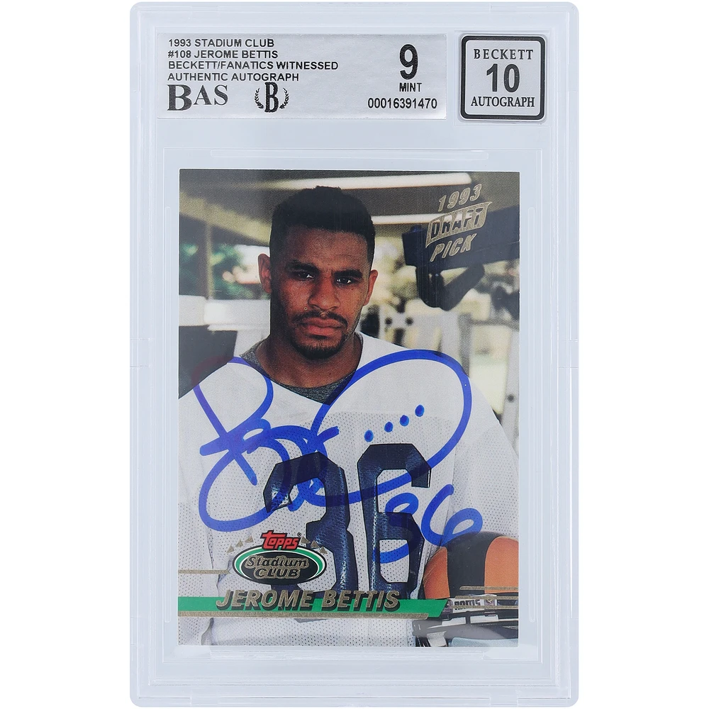 Jerome Bettis Los Angeles Rams Autographed 1993 Topps Stadium Club #108 Beckett Fanatics Witnessed Authenticated / Rookie Card
