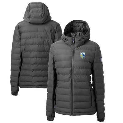 Women's Cutter & Buck Gray San Diego Chargers Throwback Logo Mission Ridge Repreve Eco Insulated Full-Zip Puffer Jacket