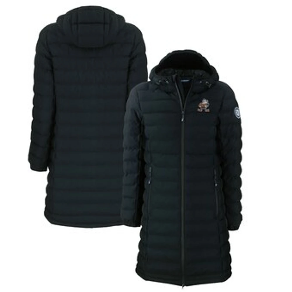 Women's Cutter & Buck Black Cleveland Browns Throwback Logo Mission Ridge Repreve Eco Insulated Full-Zip Puffer Jacket