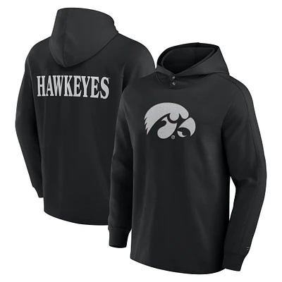 Men's Fanatics Black Iowa Hawkeyes Blaze Tri-Blend Pullover Hoodie