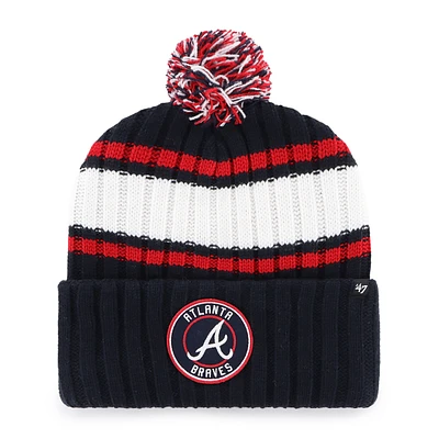 Men's '47 Navy Atlanta Braves Plateau Cuffed Knit Hat with Pom