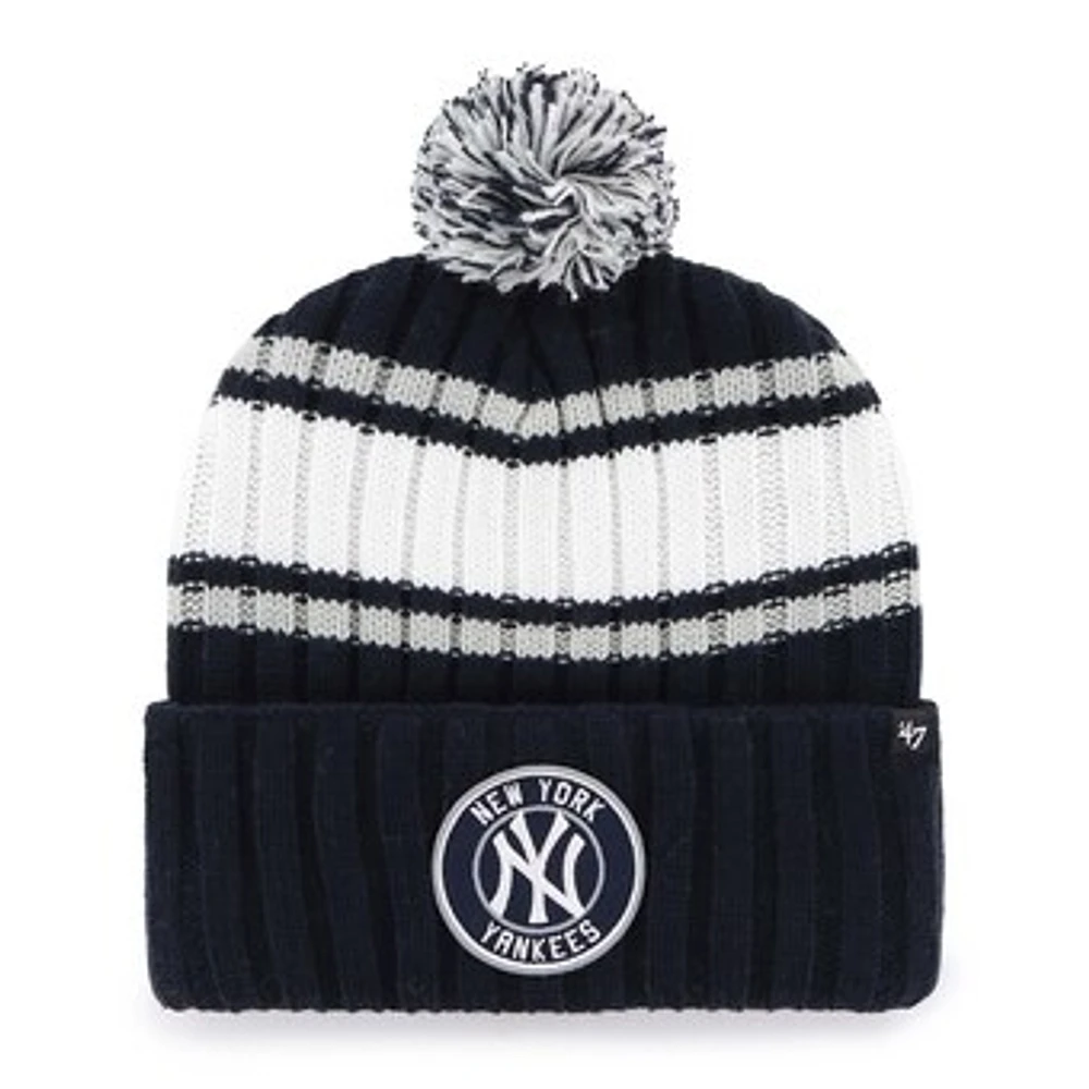 Men's '47 Navy New York Yankees Plateau Cuffed Knit Hat with Pom