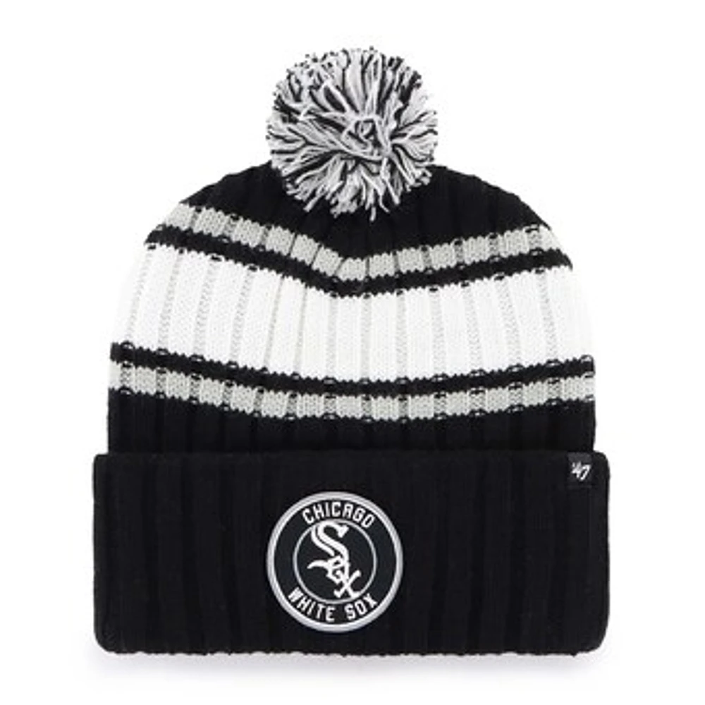 Men's '47 Black Chicago White Sox Plateau Cuffed Knit Hat with Pom